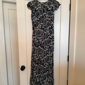 Madewell/Christy Dawn Navy and White Floral Maxi Dress
